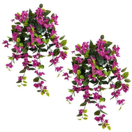28" UV Resistant Artificial Bougainvillea Hanging Plants